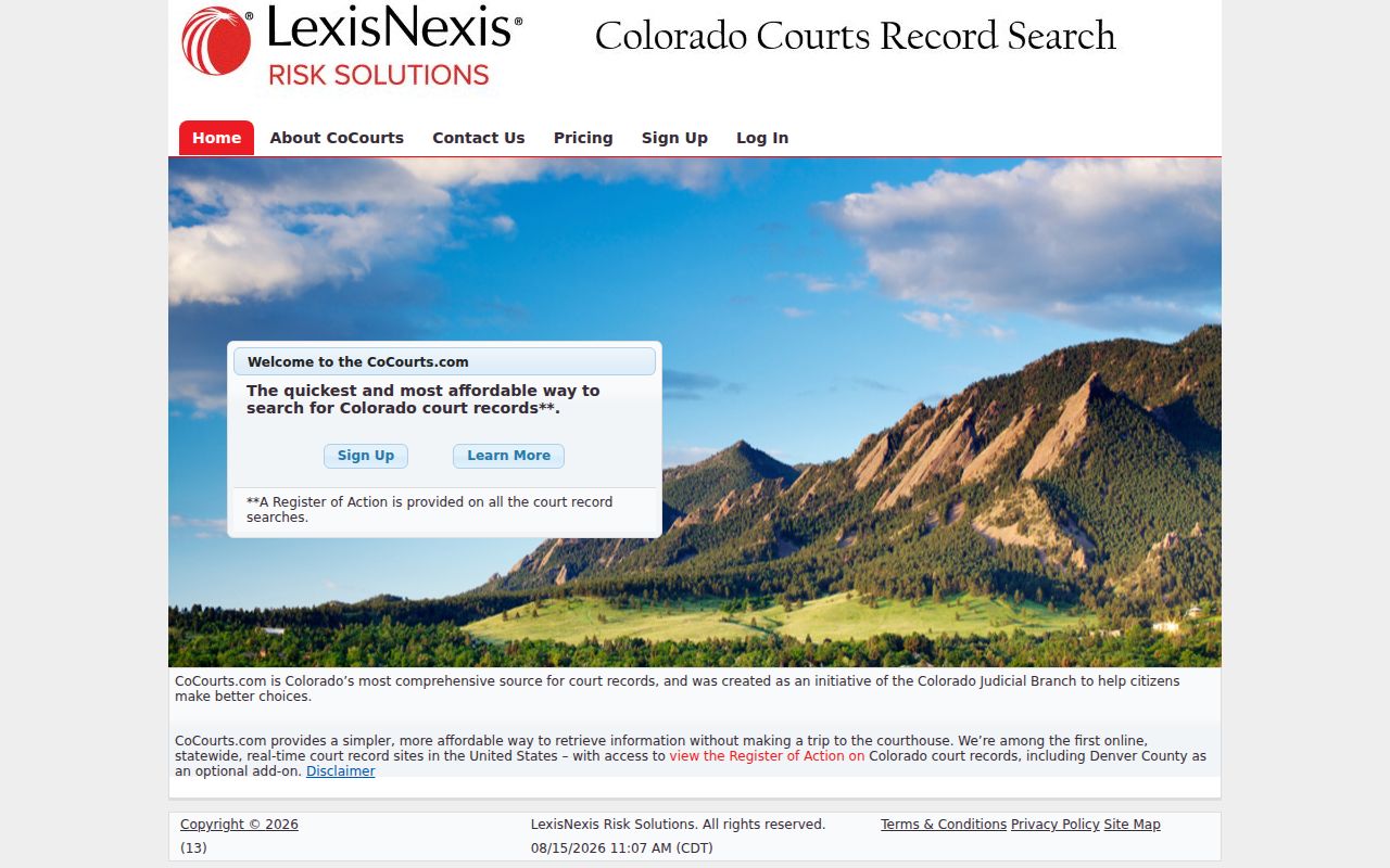 Jackson County case lookup through the CoCourts Register of Actions service