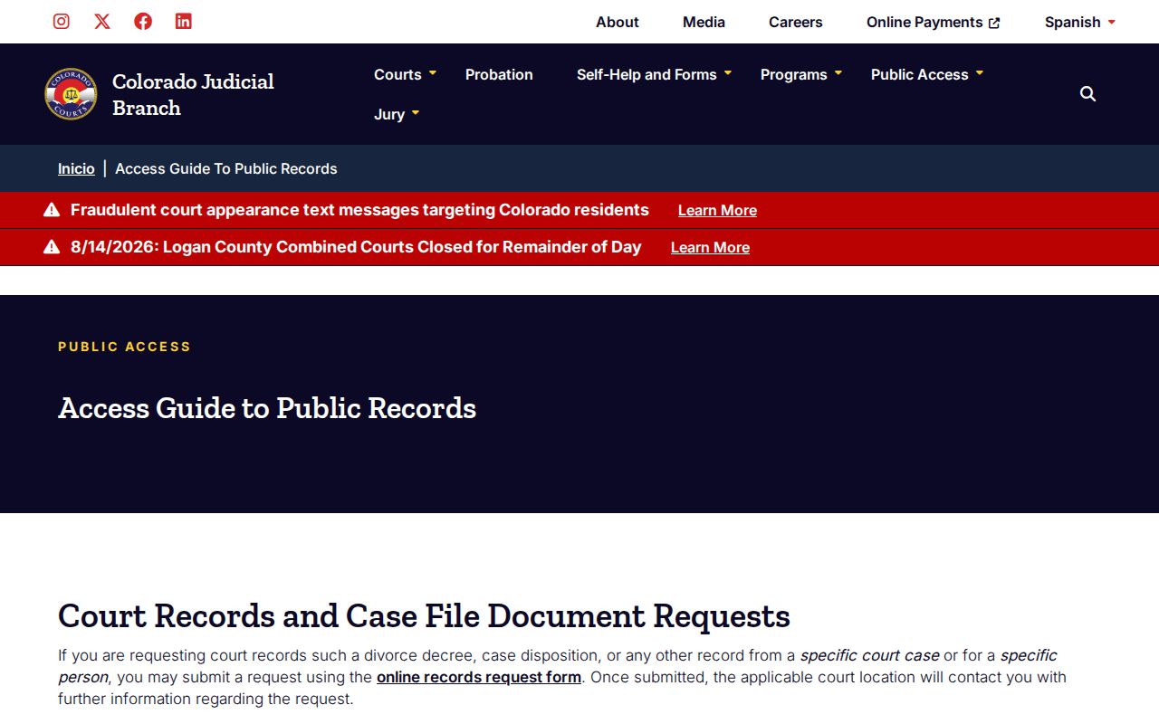 Jackson County case lookup access guide from the Colorado Judicial Branch