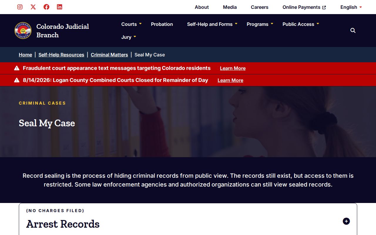 Jackson County criminal docket sealing forms page
