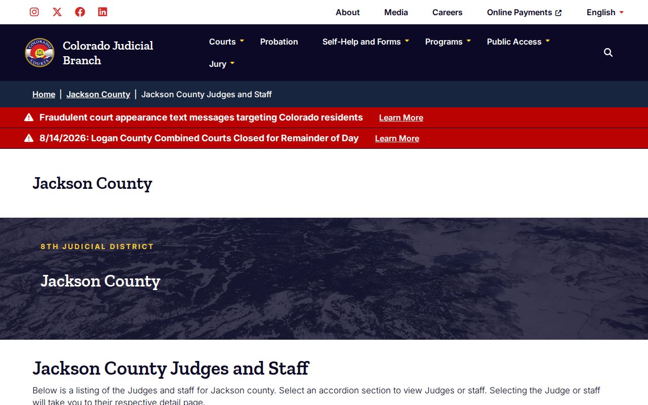 Jackson County Judicial Branch judges and court staff directory